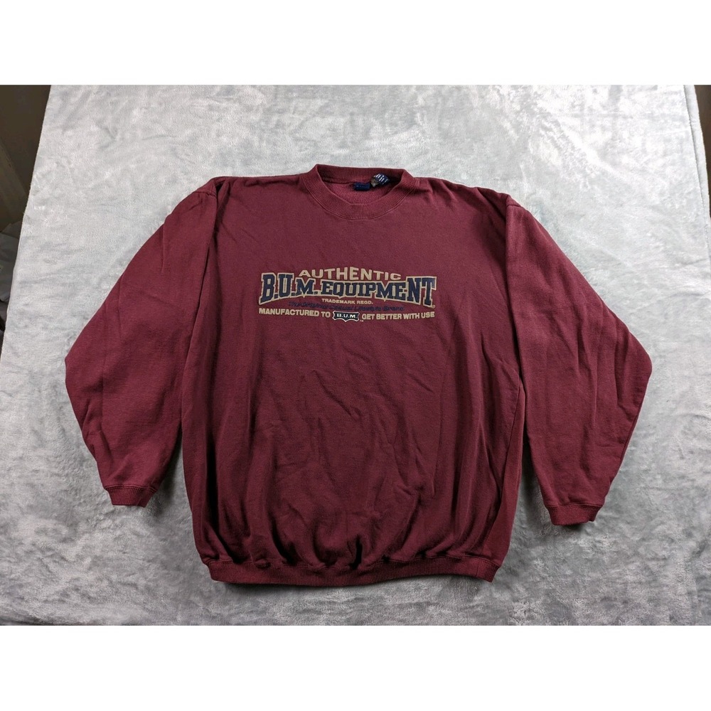 VTG BUM Equipment Sweatshirt Mens Large  Purple Red Crewneck Streetwear READ